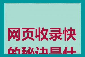 网页收录快的秘诀是什么