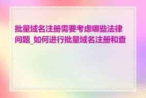 批量域名注册需要考虑哪些法律问题_如何进行批量域名注册和查询