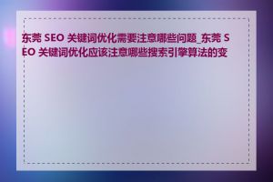 东莞 SEO 关键词优化需要注意哪些问题_东莞 SEO 关键词优化应该注意哪些搜索引擎算法的变化