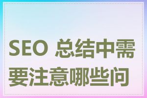 SEO 总结中需要注意哪些问题