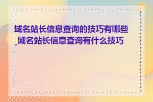 域名站长信息查询的技巧有哪些_域名站长信息查询有什么技巧吗