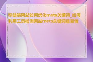 移动端网站如何优化meta关键词_如何利用工具检测网站meta关键词重复情况