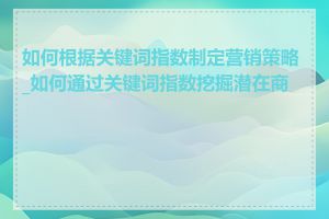 如何根据关键词指数制定营销策略_如何通过关键词指数挖掘潜在商机