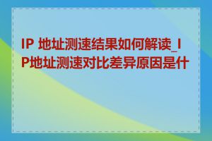 IP 地址测速结果如何解读_IP地址测速对比差异原因是什么