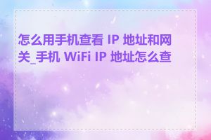 怎么用手机查看 IP 地址和网关_手机 WiFi IP 地址怎么查看