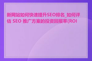 新网站如何快速提升SEO排名_如何评估 SEO 推广方案的投资回报率(ROI)