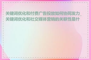 关键词优化和付费广告投放如何协同发力_关键词优化和社交媒体营销的关联性是什么