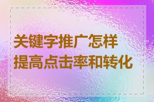 关键字推广怎样提高点击率和转化率