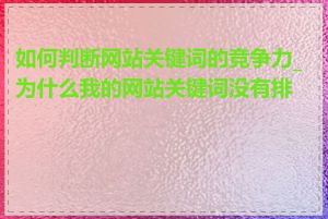 如何判断网站关键词的竞争力_为什么我的网站关键词没有排名