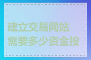 建立交易网站需要多少资金投入