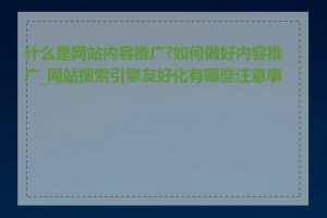 什么是网站内容推广?如何做好内容推广_网站搜索引擎友好化有哪些注意事项