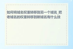 如何将域名权重转移到另一个域名_把老域名的权重转移到新域名有什么技巧