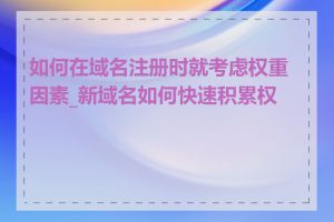 如何在域名注册时就考虑权重因素_新域名如何快速积累权重