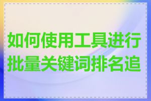 如何使用工具进行批量关键词排名追踪