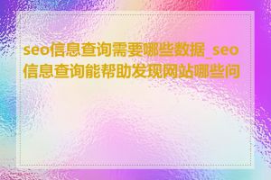 seo信息查询需要哪些数据_seo信息查询能帮助发现网站哪些问题