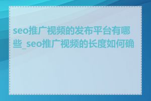 seo推广视频的发布平台有哪些_seo推广视频的长度如何确定