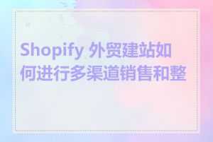 Shopify 外贸建站如何进行多渠道销售和整合