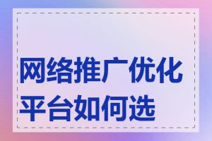 网络推广优化平台如何选择