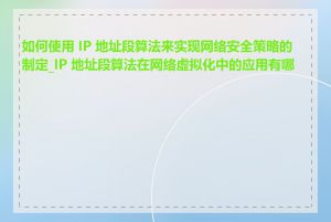 如何使用 IP 地址段算法来实现网络安全策略的制定_IP 地址段算法在网络虚拟化中的应用有哪些