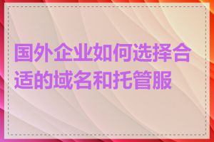 国外企业如何选择合适的域名和托管服务