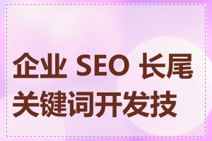 企业 SEO 长尾关键词开发技术