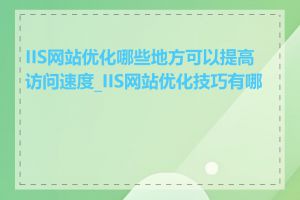 IIS网站优化哪些地方可以提高访问速度_IIS网站优化技巧有哪些