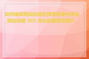 如何确保网站标题在搜索结果中突出_网站标题 SEO 优化的重要性是什么