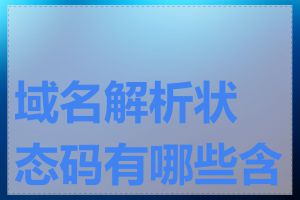 域名解析状态码有哪些含义