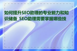 如何提升SEO助理的专业能力和知识储备_SEO助理需要掌握哪些技能