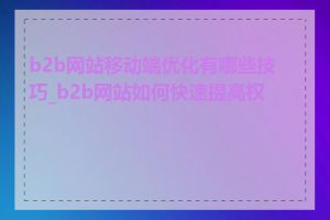 b2b网站移动端优化有哪些技巧_b2b网站如何快速提高权重