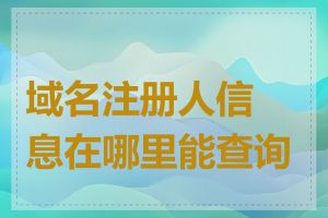 域名注册人信息在哪里能查询到