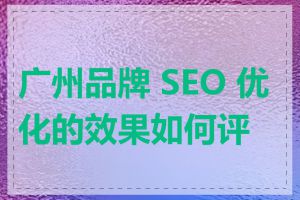 广州品牌 SEO 优化的效果如何评估