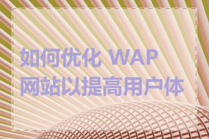 如何优化 WAP 网站以提高用户体验