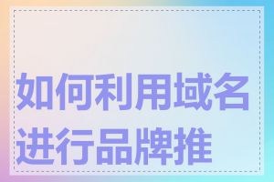 如何利用域名进行品牌推广