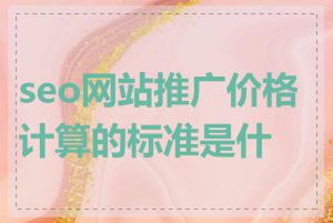 seo网站推广价格计算的标准是什么