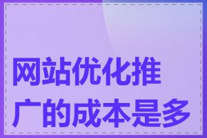 网站优化推广的成本是多少