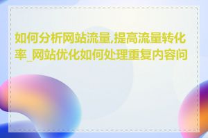 如何分析网站流量,提高流量转化率_网站优化如何处理重复内容问题