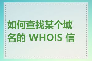 如何查找某个域名的 WHOIS 信息