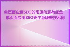 单页面应用SEO的常见问题有哪些_单页面应用SEO要注意哪些技术问题