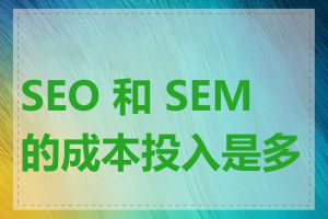 SEO 和 SEM 的成本投入是多少