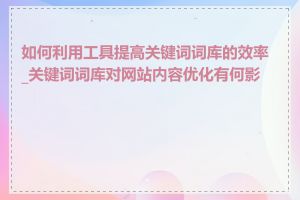 如何利用工具提高关键词词库的效率_关键词词库对网站内容优化有何影响