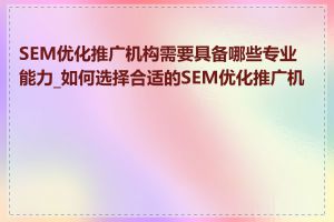 SEM优化推广机构需要具备哪些专业能力_如何选择合适的SEM优化推广机构