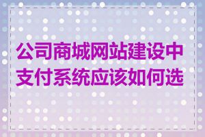 公司商城网站建设中支付系统应该如何选择