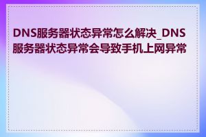 DNS服务器状态异常怎么解决_DNS服务器状态异常会导致手机上网异常吗