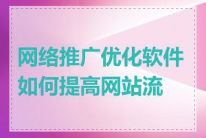 网络推广优化软件如何提高网站流量