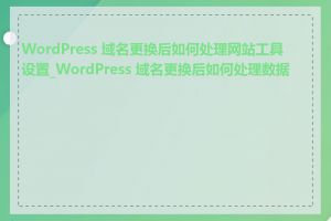 WordPress 域名更换后如何处理网站工具设置_WordPress 域名更换后如何处理数据库