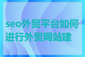 seo外贸平台如何进行外贸网站建设