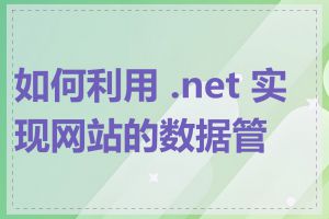 如何利用 .net 实现网站的数据管理