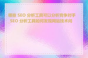 哪些 SEO 分析工具可以分析竞争对手_SEO 分析工具如何发现网站技术问题