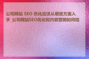 公司网站 SEO 优化应该从哪些方面入手_公司网站SEO优化和内容营销如何结合